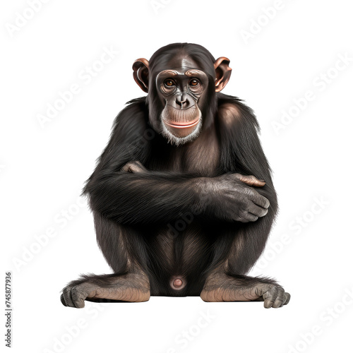 cute chimpanzee isolated on white © Tidarat
