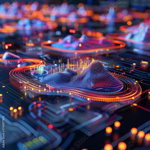 Wallpaper Mural Machine learning in action AI analyzing big data represented in a dynamic interactive 3D interface Torontodigital.ca