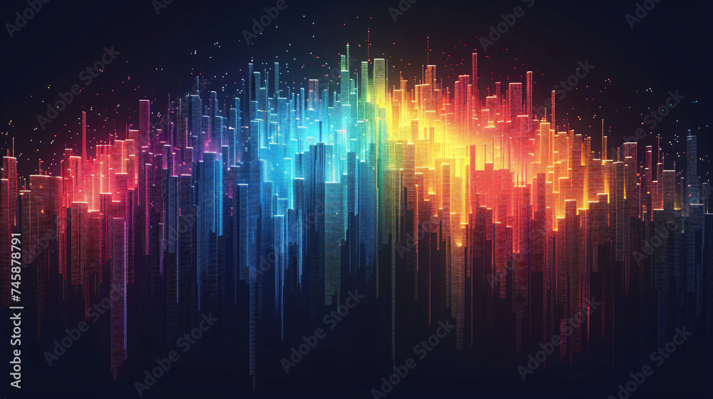 A minimalist digital art piece featuring a rainbow A minimalist digital art piece featuring a rainbow