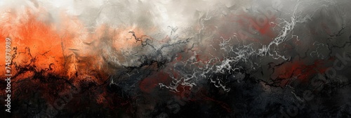 Mystical Smoke and Fire Abstract Art - A nebulous blend of smoke and fire colors creating a scene of chaos and beauty