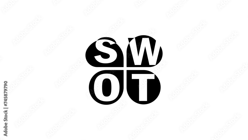 SWOT analysis, black isolated silhouette SWOT analysis, black isolated silhouette