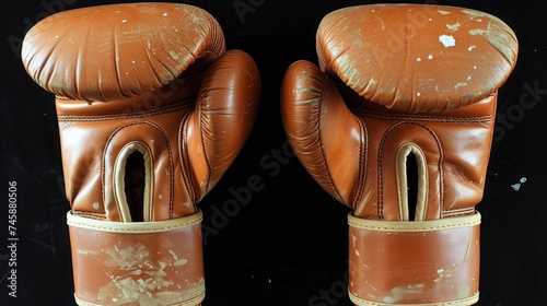 Vintage Valor: A Pair of Weathered Boxing Gloves with Stories to Tell