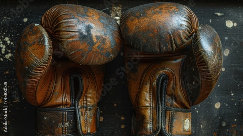 Vintage Valor: A Pair of Weathered Boxing Gloves with Stories to Tell