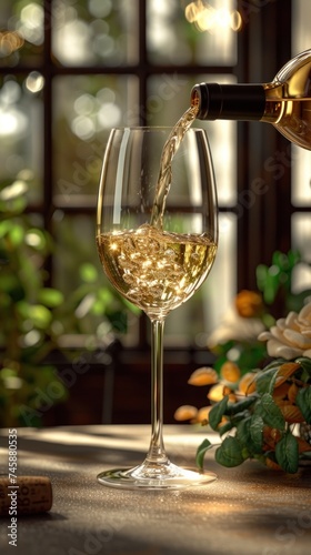 Golden Pour: A Captivating Moment of Wine Elegance