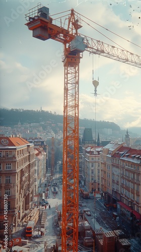 Sunrise Over Urban Construction: A Dance of Nature and Progress