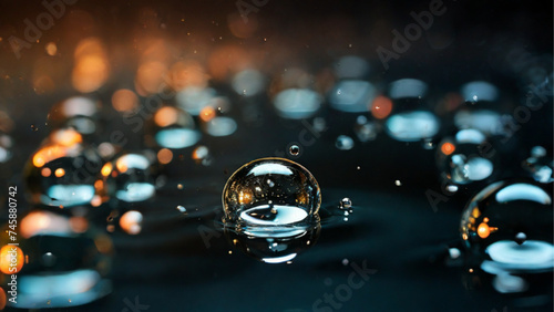 Abstract background and texture of water bubbles with light. Generative AI.