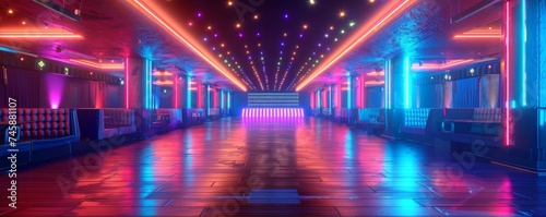 Nostalgic roller skating rink disco lights dreamy 80s aesthetic