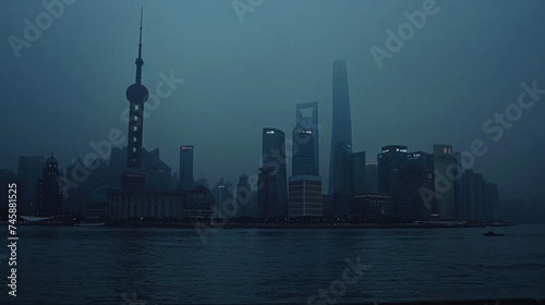 Shanghai skyline at night.