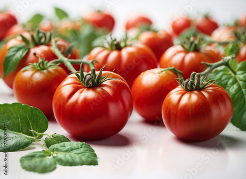 Tomato ai generated. Tomatoes on white background. Soft focus tomato background on white. Generative AI