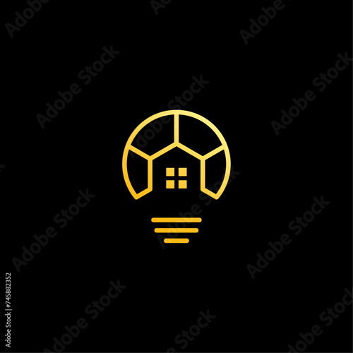 unique light bulb and house with smart home concept logo vector icon