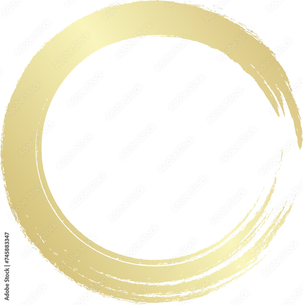 Gold circle drawn with a brush. Elements for design