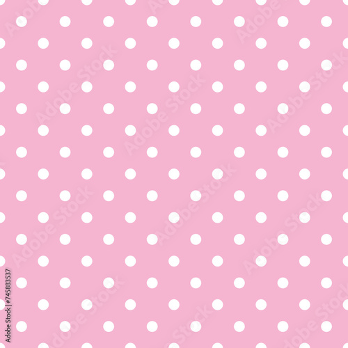 Vector seamless pattern with small white polka dots on a pastel pink background. For cards, albums, backgrounds, arts, crafts, fabrics, decorating or scrapbooks.