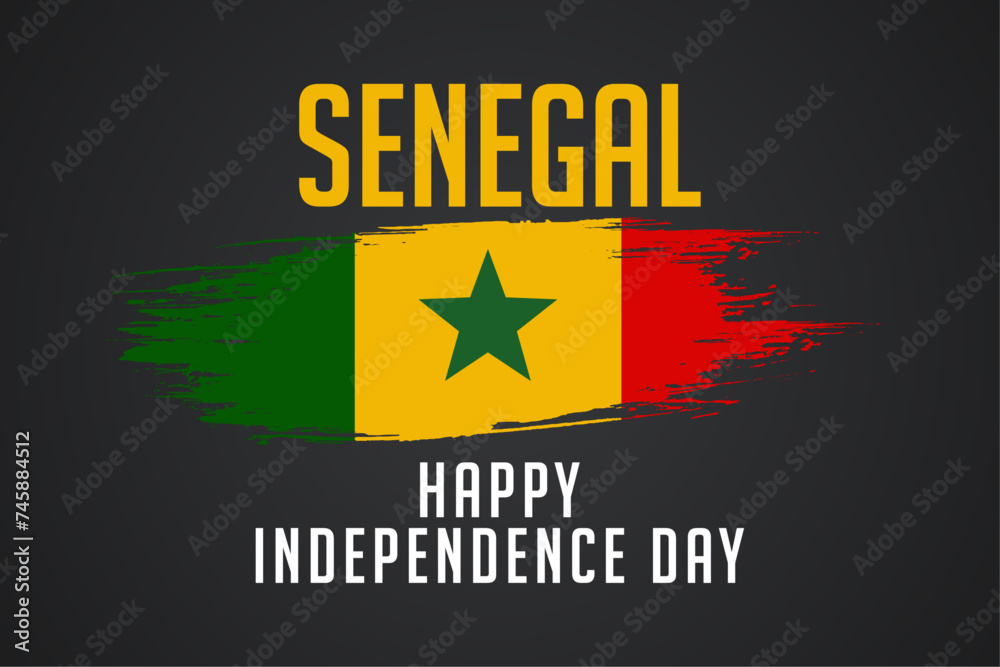 Senegal Independence Day With Grunge Flag Vector Banner Background.