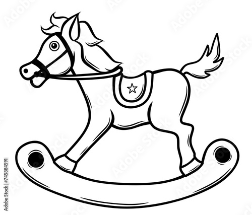 line art of rocking horse coloring page