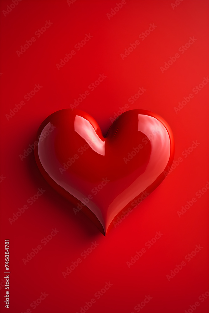 Captivating 3D Heart Shape Carved into Vivid Red Background