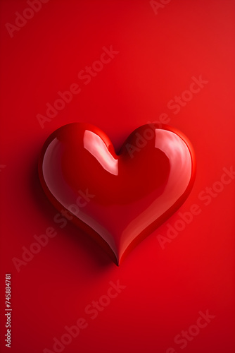 Captivating 3D Heart Shape Carved into Vivid Red Background