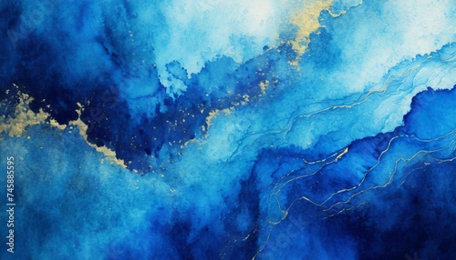 Arrière-plan abstrait peint bleu avec texture grunge liquide et fluide photo