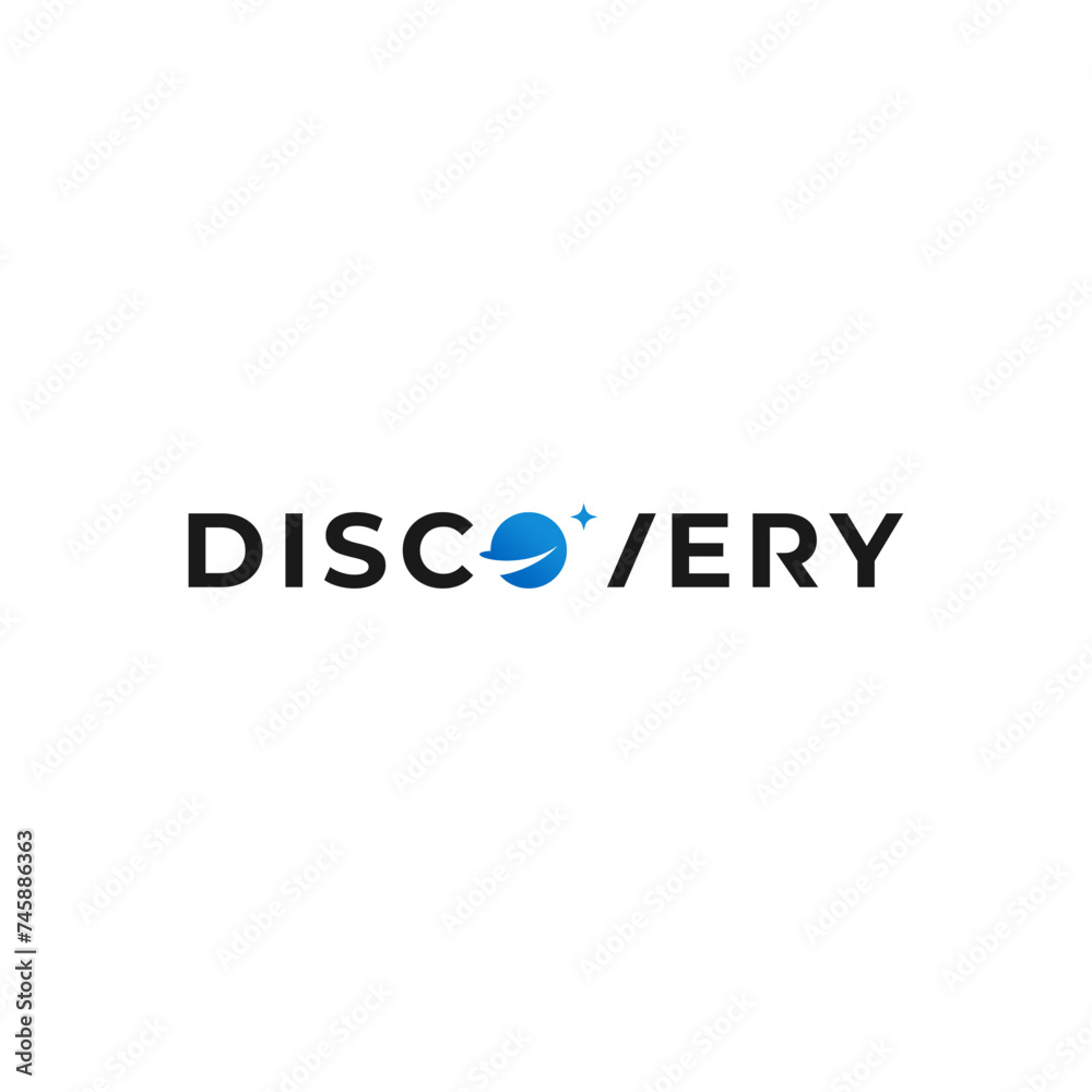 discovery lettermark with horizon or planet logo concept vector icon