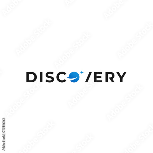 discovery lettermark with horizon or planet logo concept vector icon