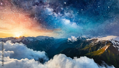 Image vectorielle texture à l'aquarelle avec nuages de nuit et ciel sombre pour les cartes photo
