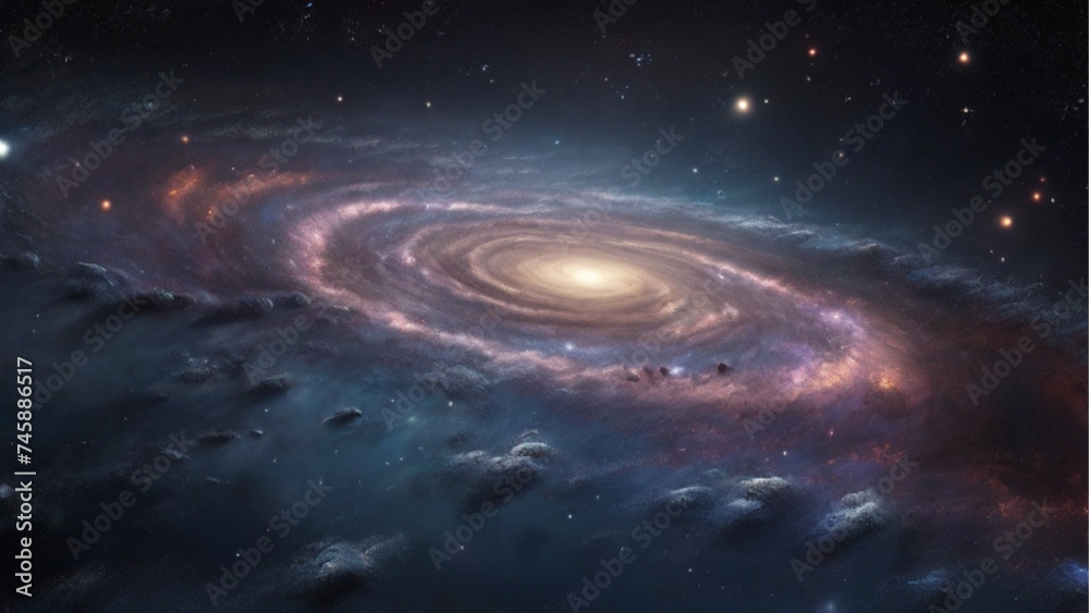 Fototapeta premium Illustration of galaxy with stars and space dust in the universe. Generative AI.