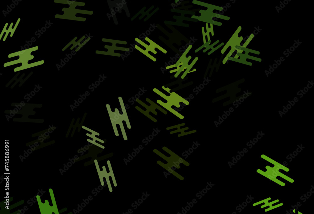 Dark Green vector backdrop with long lines.