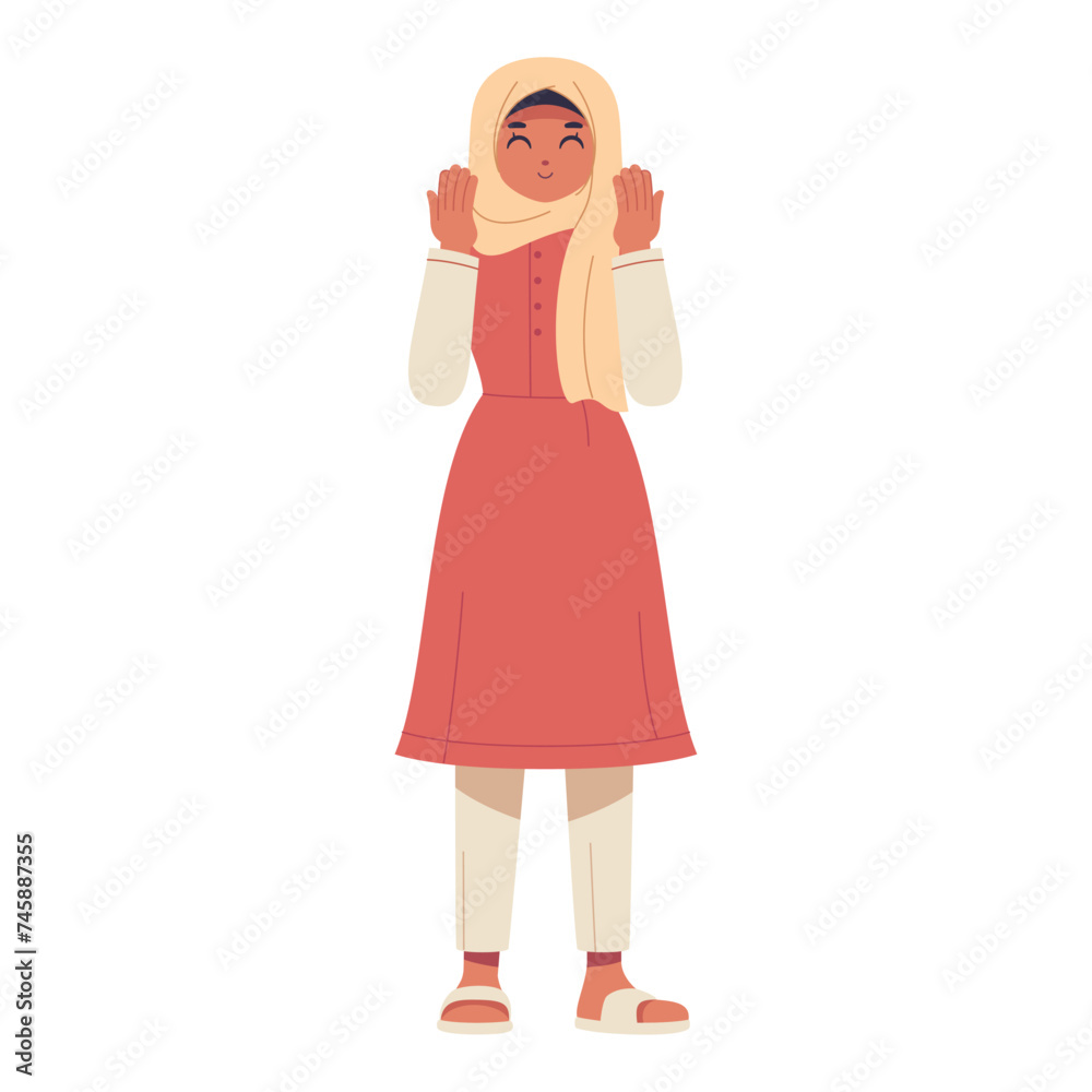 Vector Muslim Woman Praying Cartoon Ramadan Illustration Isolated Vector Muslim Woman Praying Cartoon Ramadan Illustration Isolated