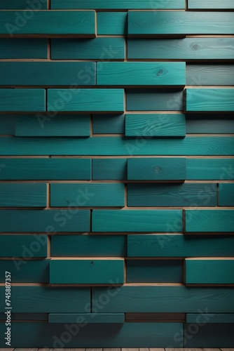 Dark teal wooden bricks wall  vertical composition