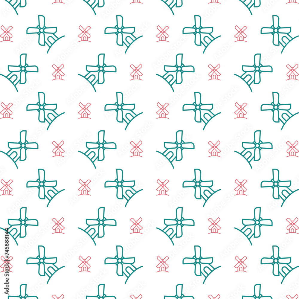 Mill icon repeated stylish trendy pattern beautiful vector illustration background
