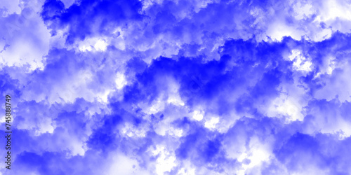 Modern Clouds and sky with pastel colors Sweet color with beautiful nature. Blue watercolor canvas texture background. The sky, white clouds, a beautiful background for design and presentation. 

