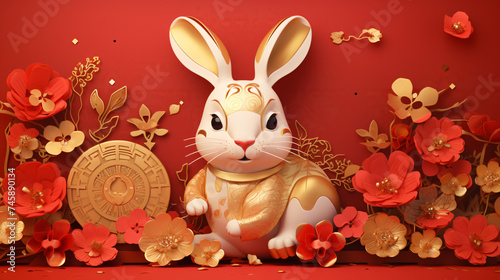 Chinese New Year 2023, Year of the Rabbit. Gold. © Aliza