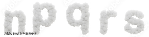 Contrasting Harmony: Picture lowercase letters n, p, q, r, and s standing out with fluffy cotton clouds stylized. Their crisp edges and defined shapes offer a counterpoint to the surrounding 