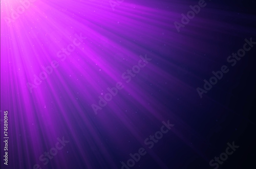 abstract purple color beams of light, rays of light screen overlay on black background.