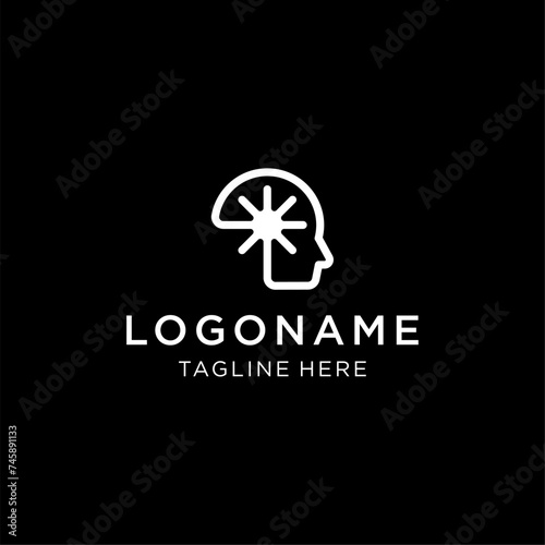 brain and head with mentality or mind logo concept vector icon