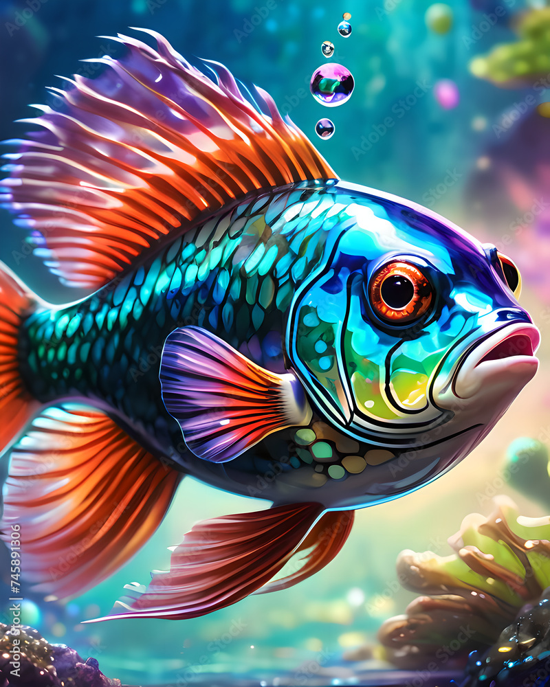 Iridescent Fish Swimming