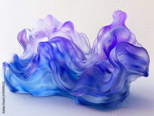 Calming smoke waves of blue and purple, vibrant liquid flow, wallpaper artwork