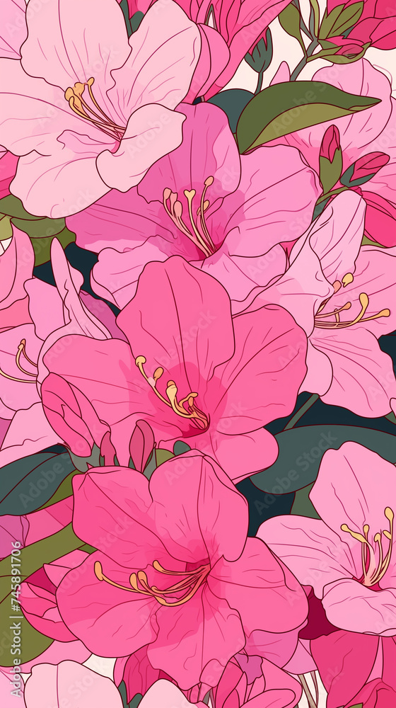 Background with pink and yellow leaves. AI generated art illustration. Background with pink and yellow leaves. AI generated art illustration.
