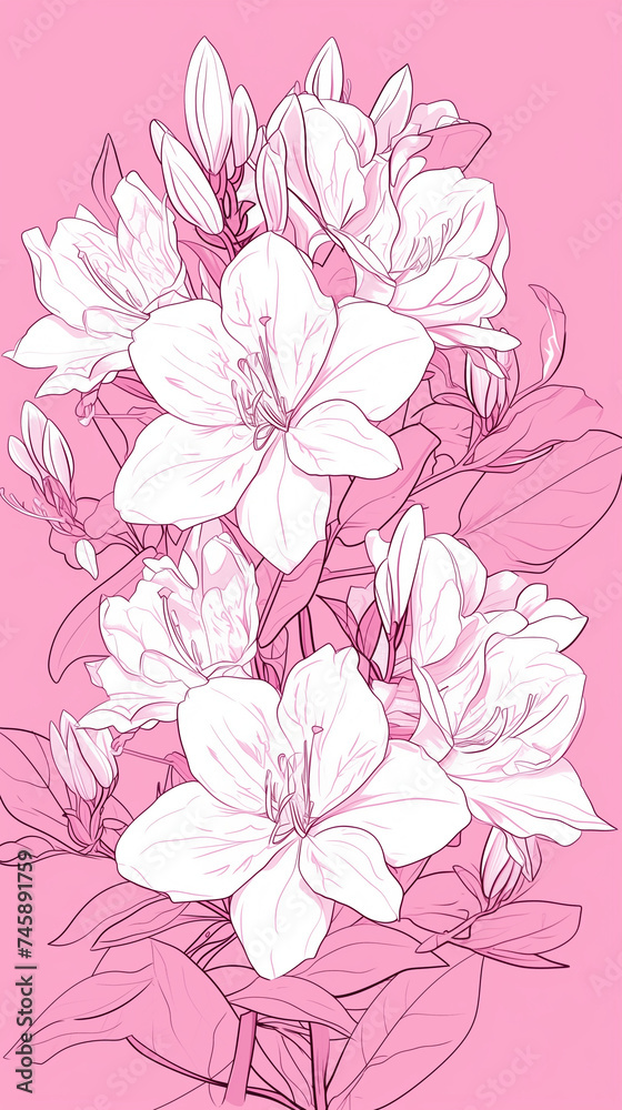 Obraz premium Background with pink and yellow leaves. AI generated art illustration.