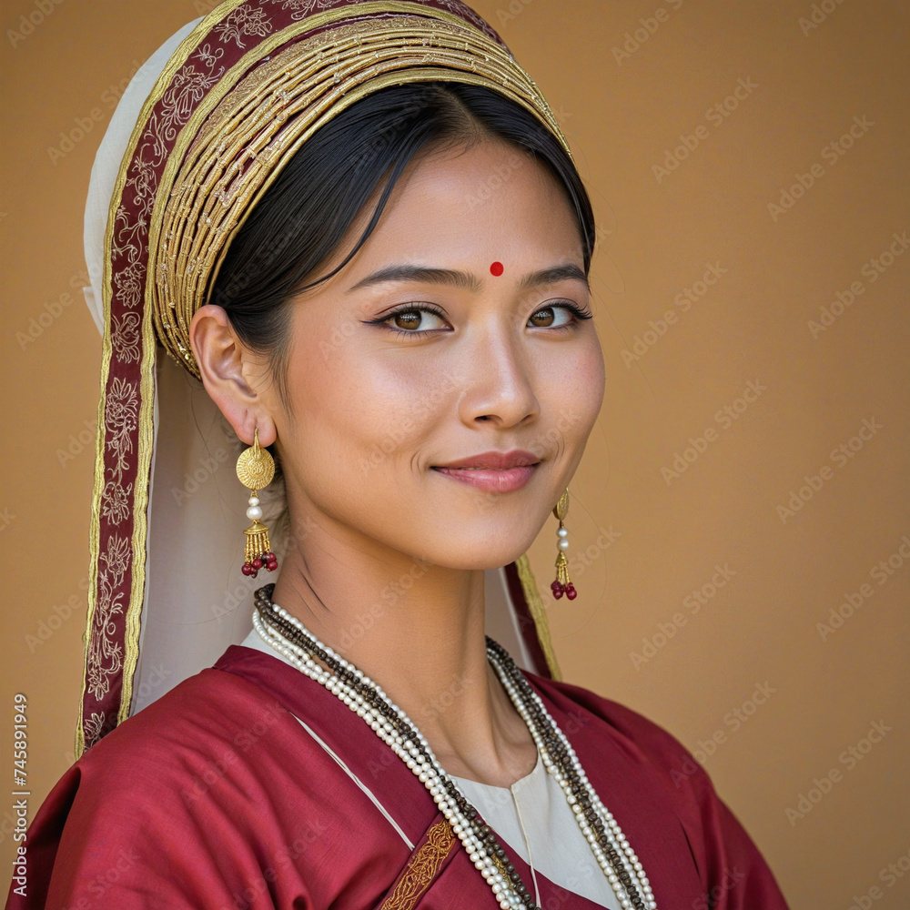 myanmar people in traditional costume Stock Illustration | Adobe Stock