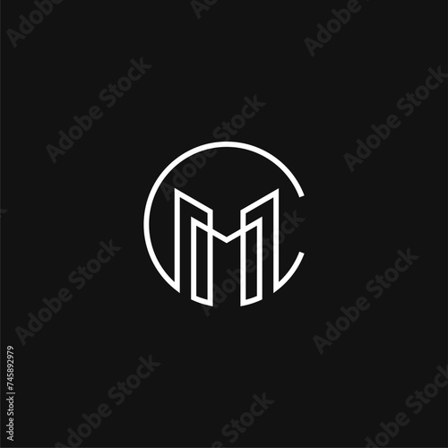 letter CM or MC with building logo concept vector icon