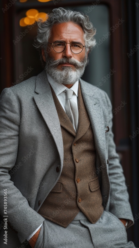 elderly gentleman in a light gray suit elderly gentleman in a light gray suit