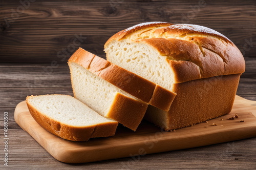 Freshly Baked Sliced White Bread on Cutting Board
