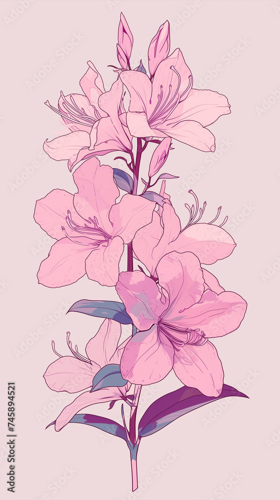 Background with pink and yellow leaves. AI generated art illustration. Background with pink and yellow leaves. AI generated art illustration.