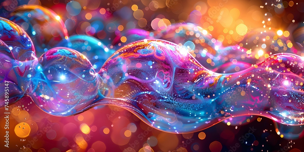 Closeup of colorful soap bubbles with mesmerizing reflections creating a whimsical image. Concept Soap Bubbles, Closeup Photography, Colorful Reflections, Whimsical Image - obrazy, fototapety, plakaty 