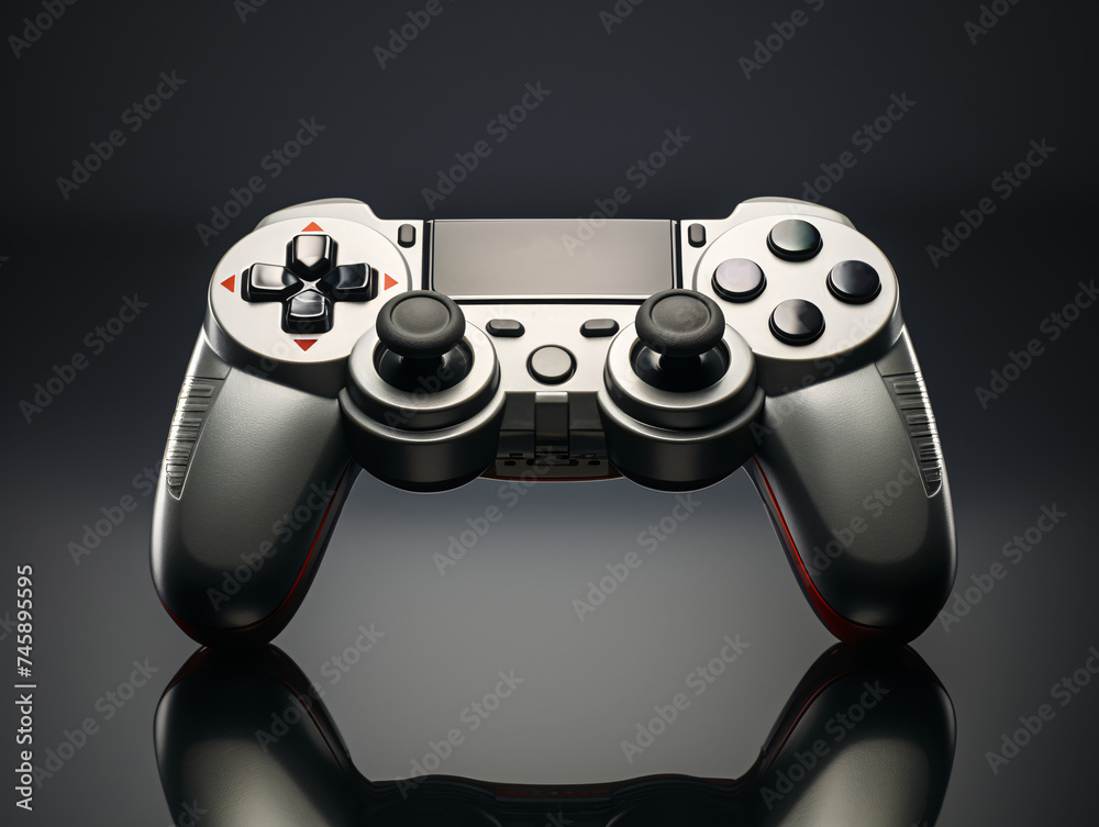 Modern video game controller on dark background