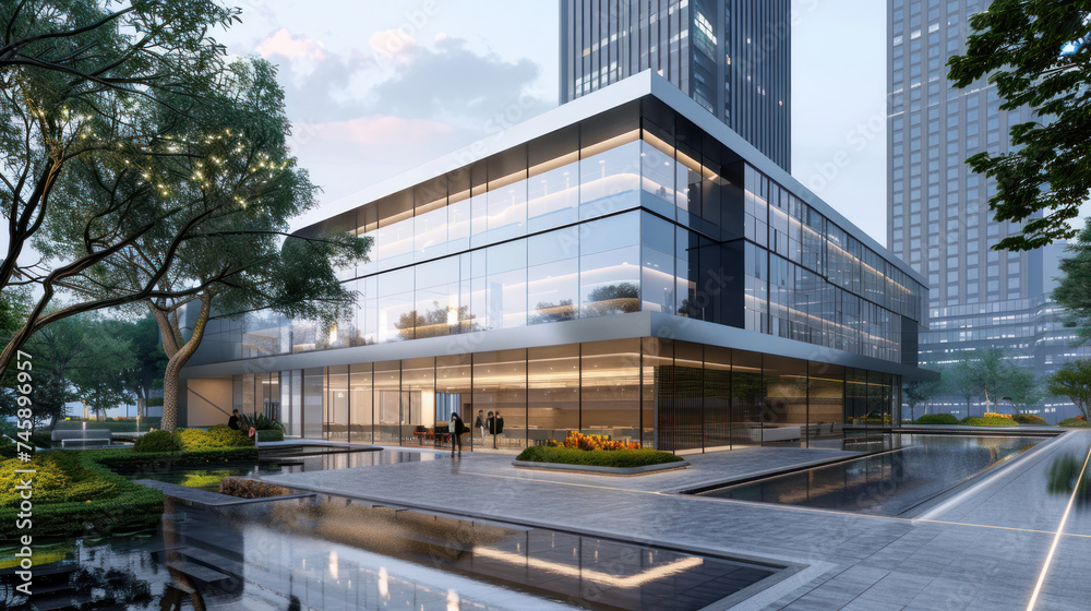 Office building in modern city, International corporations, Banks and office buildings. Office building in modern city, International corporations, Banks and office buildings.