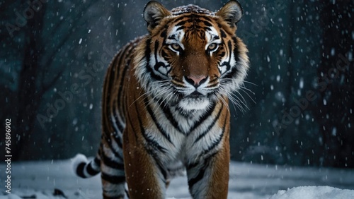 Tiger in Snowy Environment