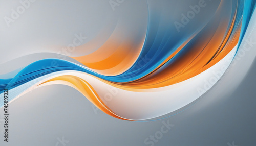 Abstract background with smooth lines in blue and orange colors on white
