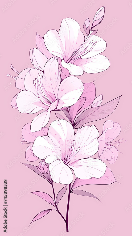 Background with pink and yellow leaves. AI generated art illustration. Background with pink and yellow leaves. AI generated art illustration.