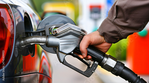 A Close-up Image of a Hand Filling up a Car.
